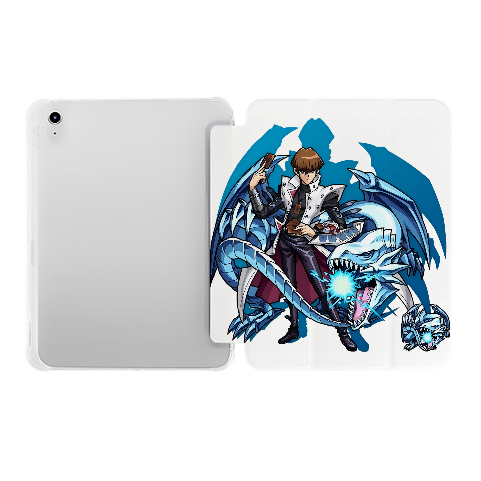 （画像用） 遊☆戯☆王 Yu-Gi-Oh! IPad ケース ペン収納付き 三つ折りスタンド PUレザー×シリコン 対応機種9.5/10.5/10.9インチ
